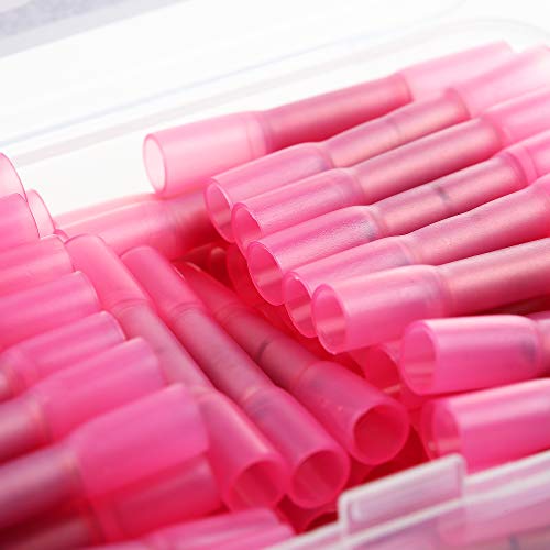 Airic Heat Shrink Butt Connectors 100Pcs 22-16Awg Waterproof Butt Connector Red Heat Shrink Marine Automotive Electrical Straight Wire Crimp Connectors,Red #TOP6
