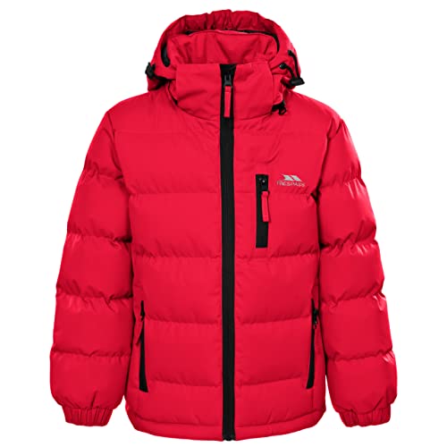Trespass Tuff - Chubasquero para niño (Impermeable, con Capucha Desmontable), Primavera/Verano, Niños, Color Rojo, tamaño 11/12
