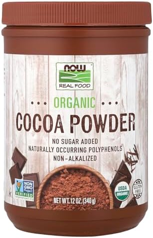 NOW Foods Organic Cocoa Powder, Unsweetened-12 oz