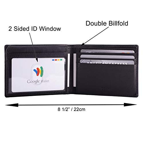 RFID Slim Leather Travel Wallet for Men Bifold Top Flip 2 ID Windows (Napa Black)3
