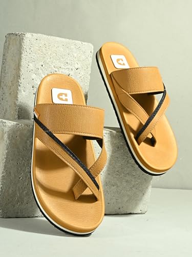 Image of Men's Comfort Slippers with Cross Strap Design | Cushioned Footbed & Shock Absorbing Sole | Lightweight Everyday Wear Slippers for Office, Home & Casual Walking