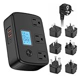 海外 変圧器 220Vから110V 降圧トラベルコンバーター 正弦波 250W対応 海外用電圧変換アダプター ACコンセント3口＋急速充電(PD30WUSB-C／QC3.0 USB-A) LCD電圧表示 世界200カ国以上対応 マルチ変換プラグ(A/D/L/M/G/Iタイプ)付属