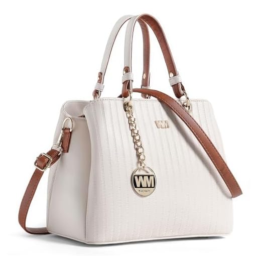WOMEN MARKS® Structured Handbag Design for Girls/Women with Detachable and Adjustable Shoulder Strap (Off White)
