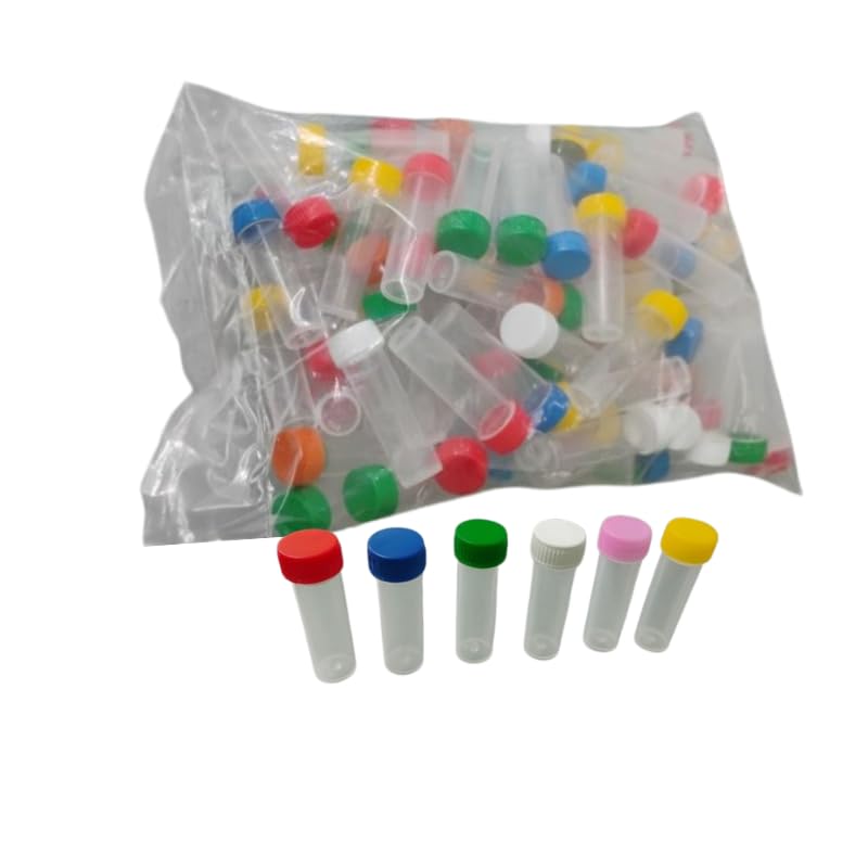 Plastic Vials with Multicolour Screw Caps, 2 Dram, Sample Storage Tubes, Pack of 100-image-6