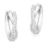 KRKC&CO フープピアス レディース 小さめ 綺麗 シルバー925 金属アレルギー対応 つけっぱなし CZジルコニア キラキラ おしゃれアクセサリー 誕生日プレゼント女性