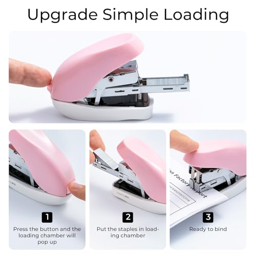 Image of M&G Mini Stapler with Staples, Small Pink Effortless Stapler Set, 20 Sheet Capacity, One Finger, 1000 Standard Staples, Office staplers for Desk, Easy to Load