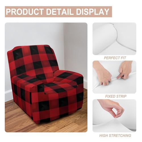 Housse de canapé à carreaux de buffle rouge extensible et durable - 5