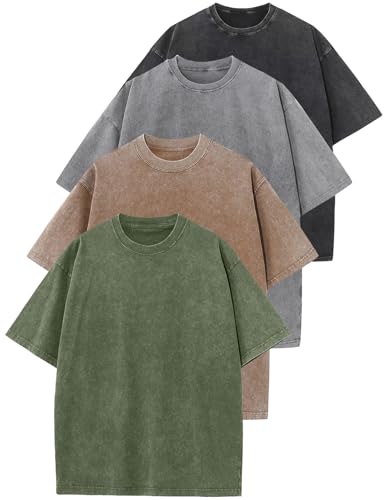Image of Arssm Men Oversized T Shirts Vintage Tee Loose Fit Short Sleeve Casual Streetwear Baggy Washed Unisex Tops
