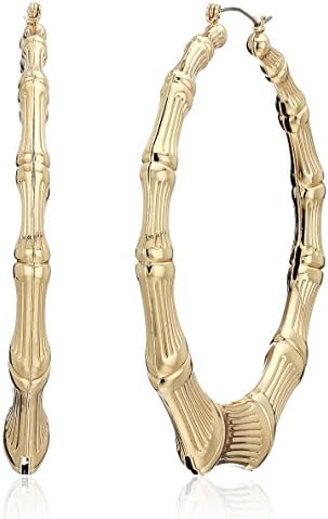 Guess Metal Hoops Women’s Bamboo Hoop Earrings, Gold, One Size Guess Metal Hoops Women’s Bamboo Hoop Earrings, Gold, One Size