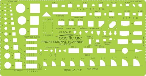 Image of Pacific Arc Template: Pro Home Planner, 112 Openings, 1 /8 inch Scale 5.125 inch x 9.75 inch