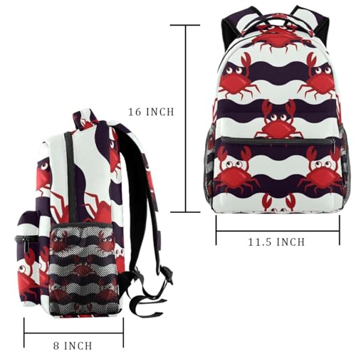 Sac à dos d'école crabe en chevron multicolore 29x20x40cm pour ados et filles - 2