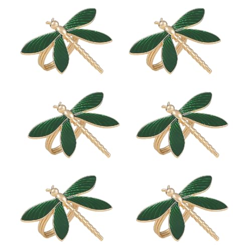 6 Pezzi Anelli Portatovaglioli a Forma di Libellula, Anelli per Tovaglioli da Tavola Portatovaglioli in Metallo Decorazioni da Tavola per Festa Natale Cena Anniversario