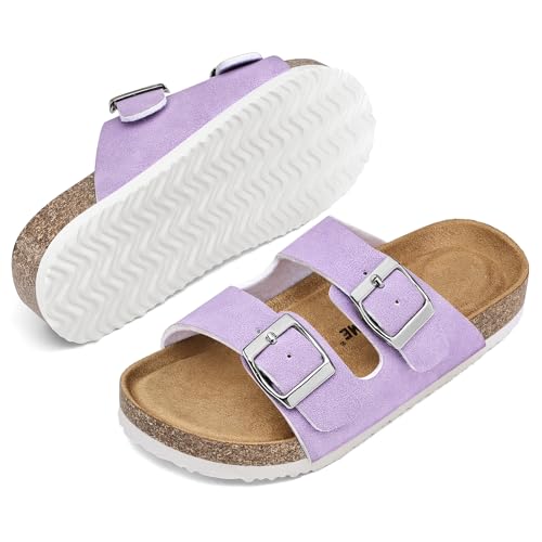 Image of K KomForme Kid Sandals Boy Girl Cork Footbed Slide with Adjustable Strap | Open-toe, Comfort