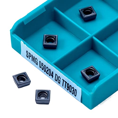 HLYTFV Turning Tool,Indexable External Carbide Turning 10 Pieces SPMG050204-DG TT9030 Hard Alloy Blades Carbide Insert Turning Tool Drill Indexable Tool Holder