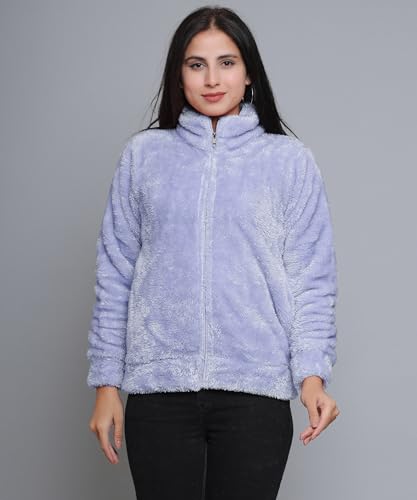 Image of Women's Ultra-Soft Plush Fleece Winter Jacket with High Neck & Full Front Zipper | Warm Cozy Fur Coat for Casual, Travel, Outdoor & Daily Cold Weather Wear