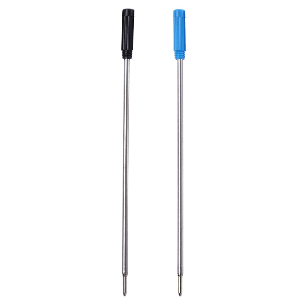10 ricariche per penna a sfera in metallo, lunghezza 1,0 mm, lunghezza 11,6 cm, colore blu e nero