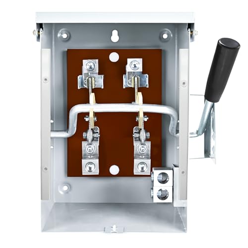 100 Amp General Safety Switch 2 Pole Non-Fused AC Disconnect Switch Box NEMA-3R Enclosure Anti Corrosion and Rust Prevention with Ground Kit for Outdoor&Indoor (100A-2P)