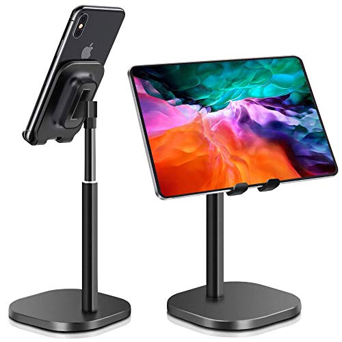 Almiao Cell Phone Stand,elescopic Adjustable Phone Holder Cradle for Desk, Stable Aluminum Metal