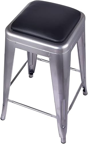 Miniatura 168 de GIA Taburete de mostrador sin respaldo de 24 pulgadas, cantidad de 4, bronce con asiento de madera clara Negro -,Café,Gris,gris, (Gun