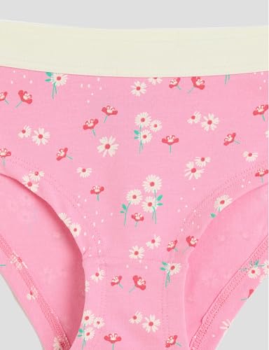 Image of Amazon Brand - Symbol Girls Assorted Prints Cotton Stretchable Briefs with Soft Waistband | Aged 3-14 Years (Available in Combo Pack of 3 and 6)