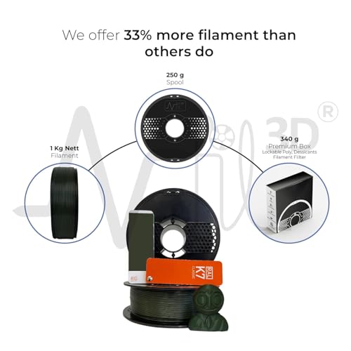 Image of NFIL3D 1KG Net Rpla Army Green 3D Printer Filament | Filaments for 3D Printer| 1.75mm| Accuracy - + /- 0.015mm | 1000g 3D Filament, 250g Spool & 350g Packaging Weight (Total Weight 1.6KG)