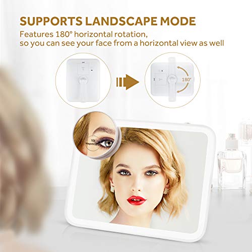 Lavany Lighted Makeup Mirror with 37 LED Lights, Ultra Bright 1100 Lumens Cosmetic Mirror with 10x Magnification, 180° Adjustable Rotation, CRI 88, Dimmable, Battery or USB Powered