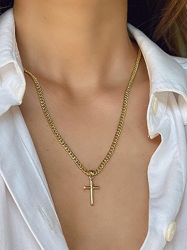 JEWELHEART 14K Real Gold Cross Pendant - Classic Small Cross Pendant Charm - Religious 14K Yellow and White Gold Jewelry For Men Women3