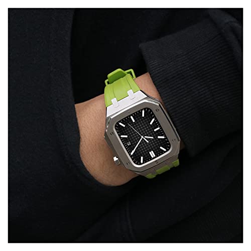 Kit modification Apple Watch 44mm boîtier métal chic et bracelet silicone agate SCHIK - 6