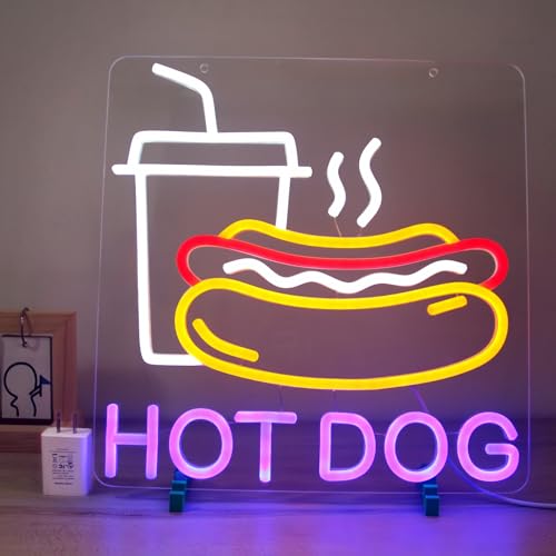 Image of Hot Dog Neon Sign for Shop Decor, Decorations for Business, Hot Dog Shop Signs, Bright and Colorful, Dimmable Design