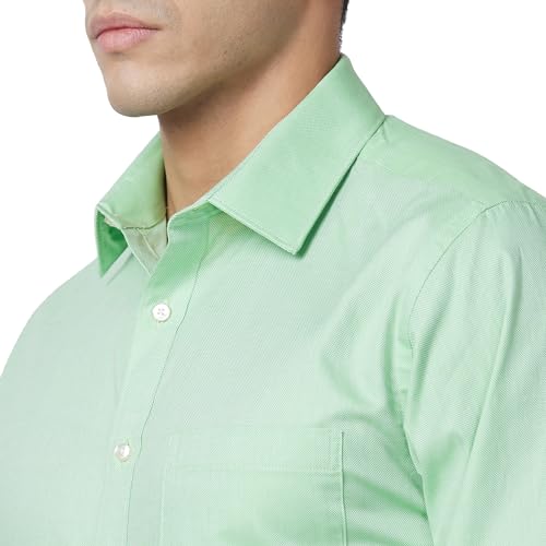 Image of Raymond Men Pure Cotton Slim Fit Structure Pattern Semi Cut Away Collar Formal Shirt