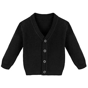 Lilax Baby Boys Basic Long Sleeve V-Neck Classic Knit Cardigan Sweater