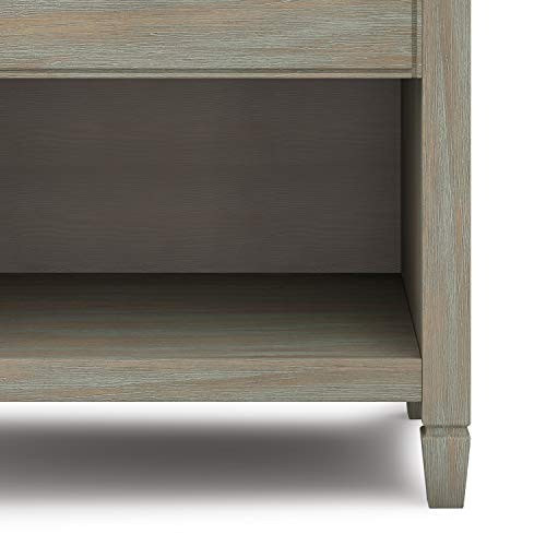 Simplihome Connaught 24 Inches Wide Night Stand, Bedside Table, Distressed Grey Solid Wood, Rectangle, With Storage, 1 Drawer And 1 Shelf, For The Bedroom, Traditional #TOP4