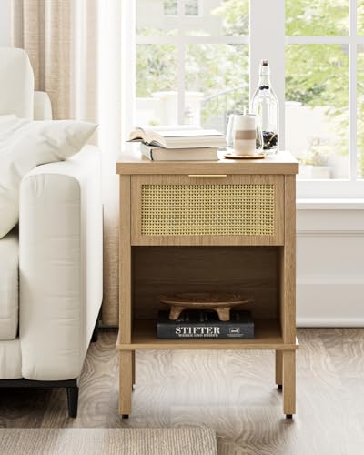 Table de chevet rotin et chêne pour optimiser votre chambre - 5