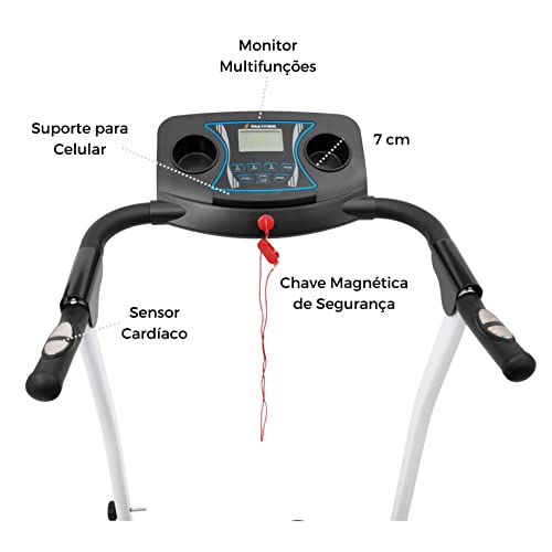 Esteira Eletrônica Ergométrica Dobrável 110V, Display Digital, Controle de Velocidade, Inclinação, B