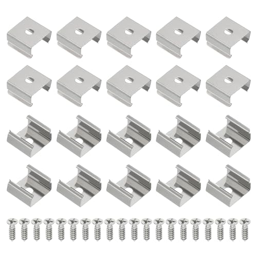 PATIKIL LED Strip Clips, 60pcs Stainless Steel Mounting Brackets Fixing Clip Clamp Support Holder with Screws...