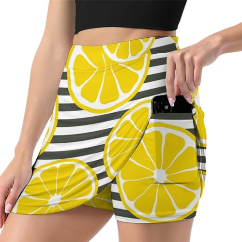 Mini jupe de course athlétique Citron Jaune avec poche intégrée