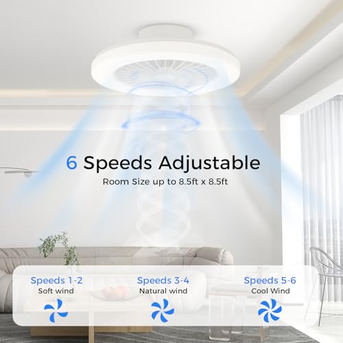 18.9" RGB Flush Mount Ceiling Fan with Light, 6 Speeds 3 Colors, Timer - image 3