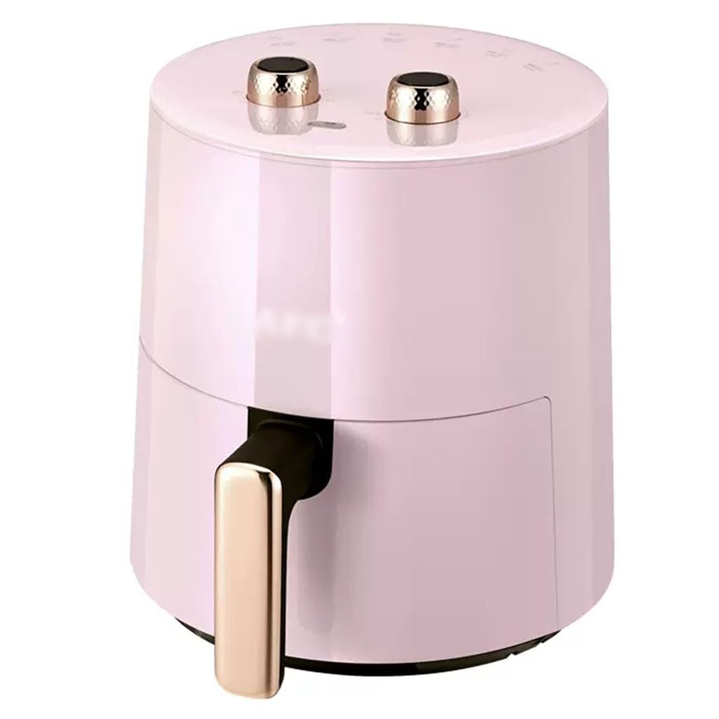Freidora Doméstica 3.7L Freidora Compacta Freidora Eléctrica Multifuncional De Gran Capacidad Funcionamiento Con Doble Botón Horno Freidor De Aire Para Uso Doméstico(Rosado)