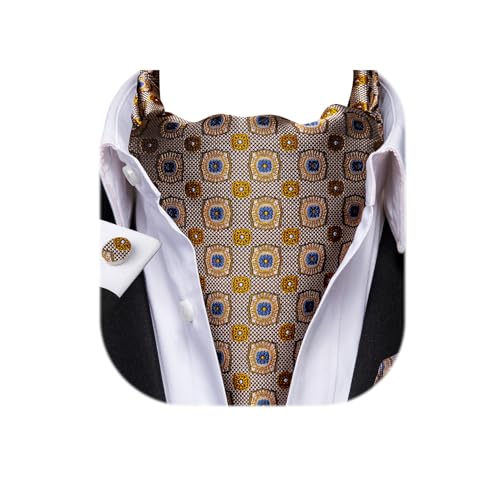 Image of Dubulle Paisley Floral Ascot for Men Self Tie Mens Cravat and Pocket Square Cufflinks Wedding