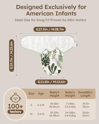 Yoofoss Baby Swaddles for Newborns 100% Organic Cotton, Adjustable Swaddle Sleep Sack 3-6 Months Newborn Swaddle Sack, Breathable Soft(Medium)