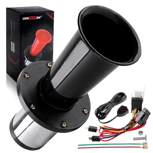 OOGA Air Horn 12V 110DB Cenzhiwen Aooga Ahooga Horn Complete Kit - Antique Classic Vintage Old Car Sound for Hot Rod, Model T, Golf Cart with Wire & Button (1920s Air Horn) (black with button)