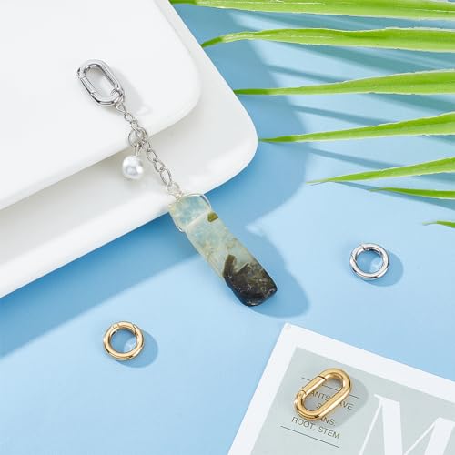 UNICRAFTALE 4Pcs 2 Styles 2 Colors 12~18.5mm Spring Gate Rings 304 Stainless Steel Snap Clasps Round Carabiner Clips Snap Hooks Metal Spring Keyring Buckle for Bag Purse Shoulder Strap Key Chains - Image 2
