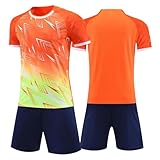 Tokeya Conjunto Fútbol Niños Equipación Deportiva Secado Rápido Camiseta y Pantalones Cortos 2 Piezas, Naranja