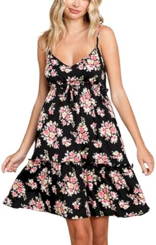 Womens Casual Summer Dress Floral Print Empire Waist Spaghetti St...