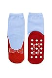 Foot Traffic Women's Non-Skid Red Ruby Slippers/Blue Slipper Socks (Shoe Size 4-10)