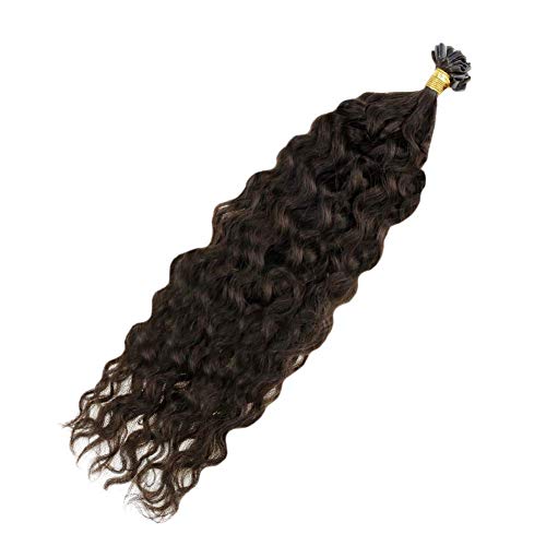 Fusion Extensions 18 Inches Natural Wave Color 2 Darkest Brown 50g Real Human Hair 50 Strands 1g Per Strand U Tip Hair Extensions