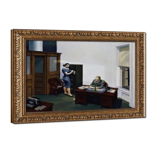 Toile Office at Night Edward Hopper cadre décoration murale salon bureau 40x61