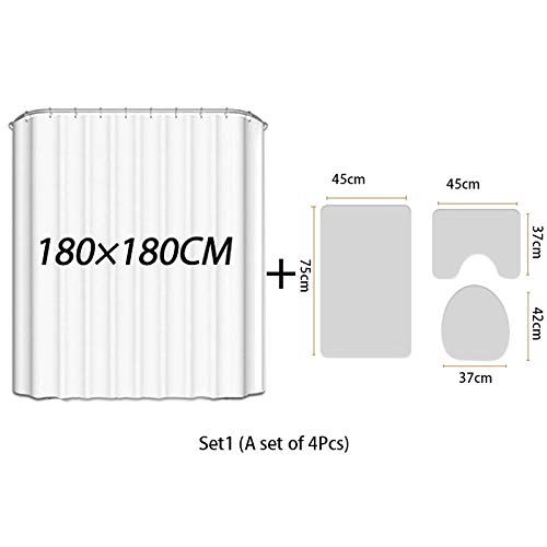 Toilettendeckelbezug Animal Printed Badezimmer Badematte Und Duschvorhang Set Polyester Toilettensitzbezüge Home Decor Teppich-4 Stück-567_Als Bild Anzeigen – Bild 6