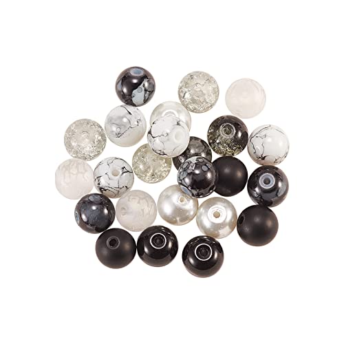 Airssory 200Pcs 10 Styles Black and White Series DIY Glass Round Beads Sets for DIY Necklace Jewellery Making Crafting Accessories - Image 2