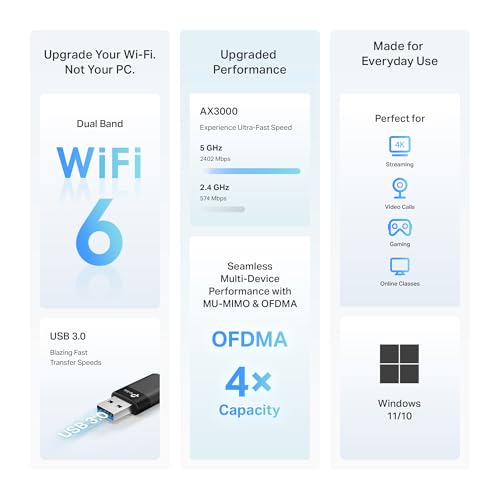 TP-Link Archer TX50U AX3000 Wi-Fi 6 USB Wi-Fi Adapter for Desktop PC, Fast & Stable Dual Band Wireless Network Adapter, USB 3.0, Plug and Play, MU-MIMO|OFDMA|WPA3, Compatible with Windows 11/10 - image 3